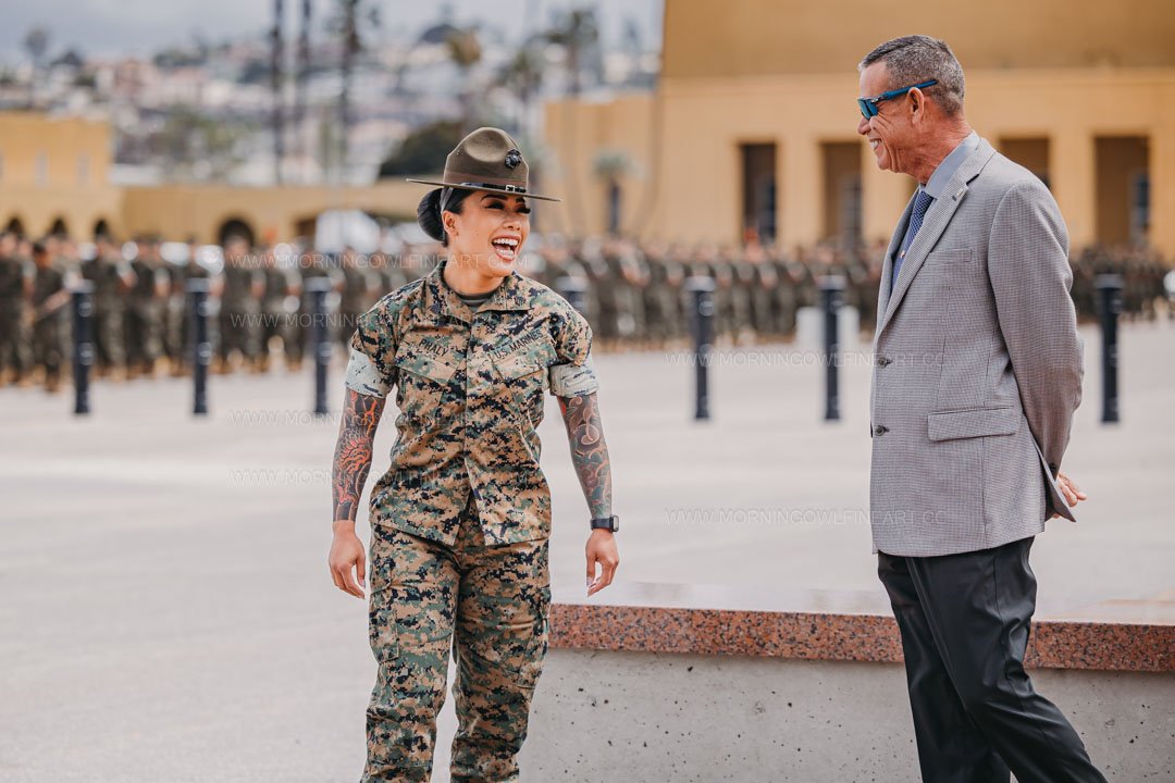  Morning Owl Fine Art Photography Female Marine Drill Instructor San Diego MCRD Promotion to SSGT 