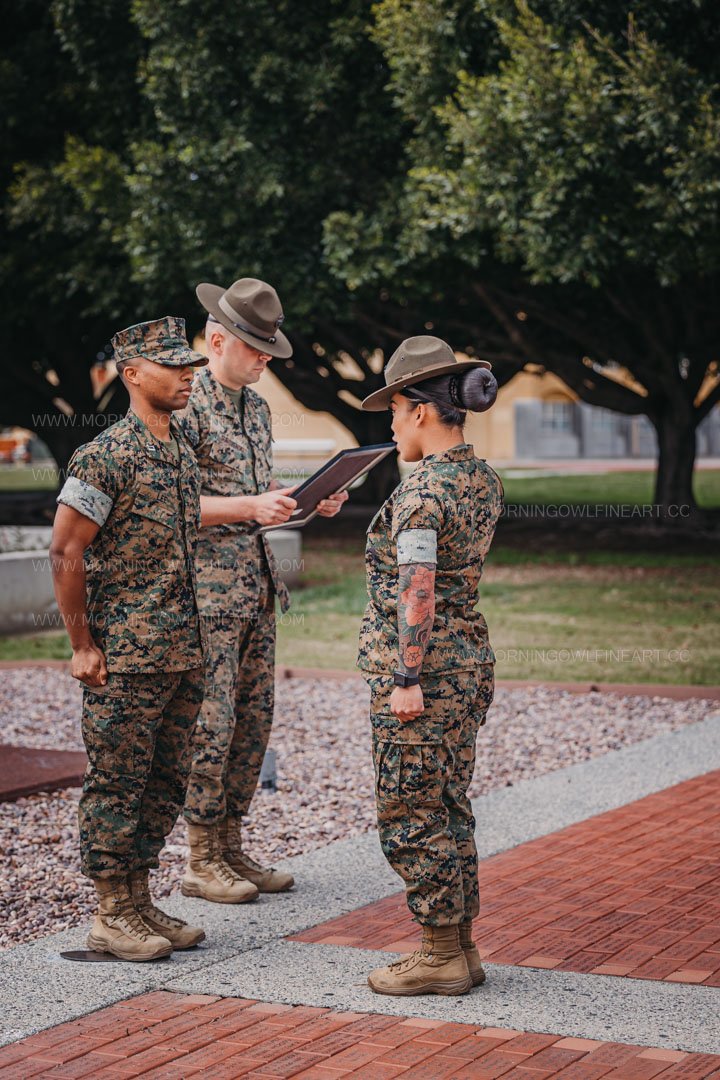  Morning Owl Fine Art Photography Female Marine Drill Instructor San Diego MCRD Promotion to SSGT 