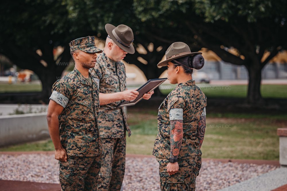  Morning Owl Fine Art Photography Female Marine Drill Instructor San Diego MCRD Promotion to SSGT 