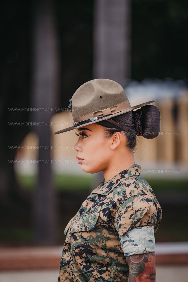  Morning Owl Fine Art Photography Female Marine Drill Instructor San Diego MCRD Promotion to SSGT 