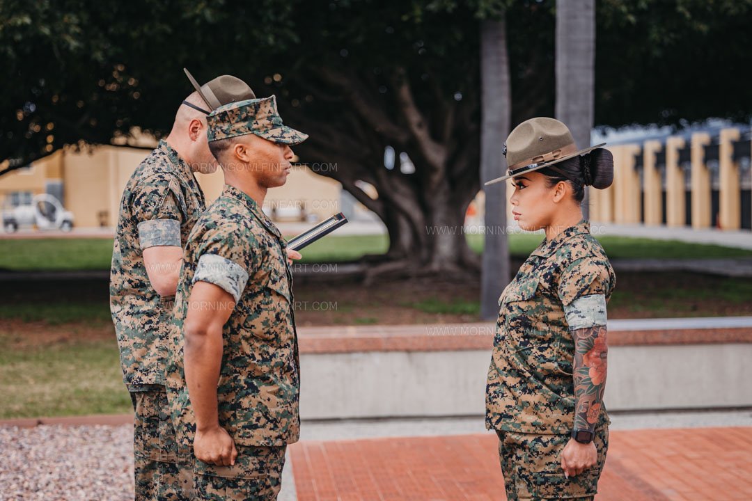  Morning Owl Fine Art Photography Female Marine Drill Instructor San Diego MCRD Promotion to SSGT 