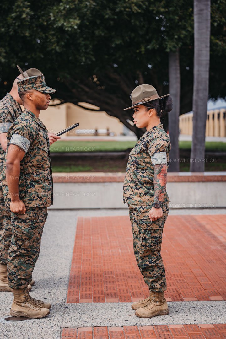  Morning Owl Fine Art Photography Female Marine Drill Instructor San Diego MCRD Promotion to SSGT 