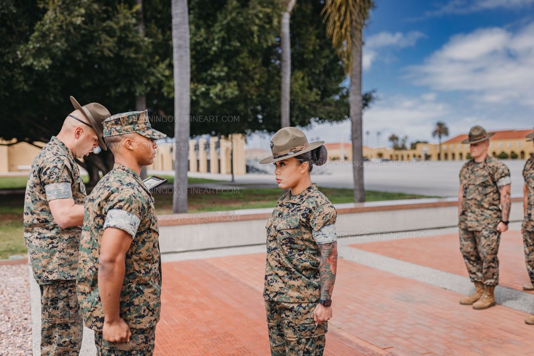  Morning Owl Fine Art Photography Female Marine Drill Instructor San Diego MCRD Promotion to SSGT 