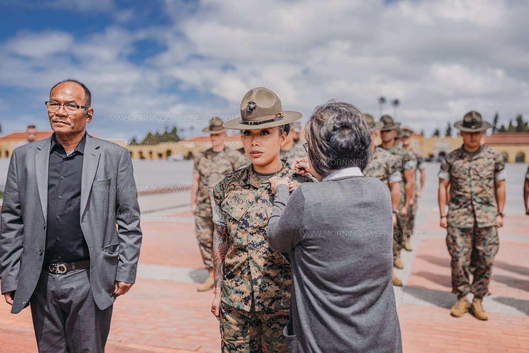  Morning Owl Fine Art Photography Female Marine Drill Instructor San Diego MCRD Promotion to SSGT 