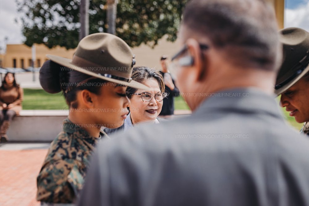  Morning Owl Fine Art Photography Female Marine Drill Instructor San Diego MCRD Promotion to SSGT 