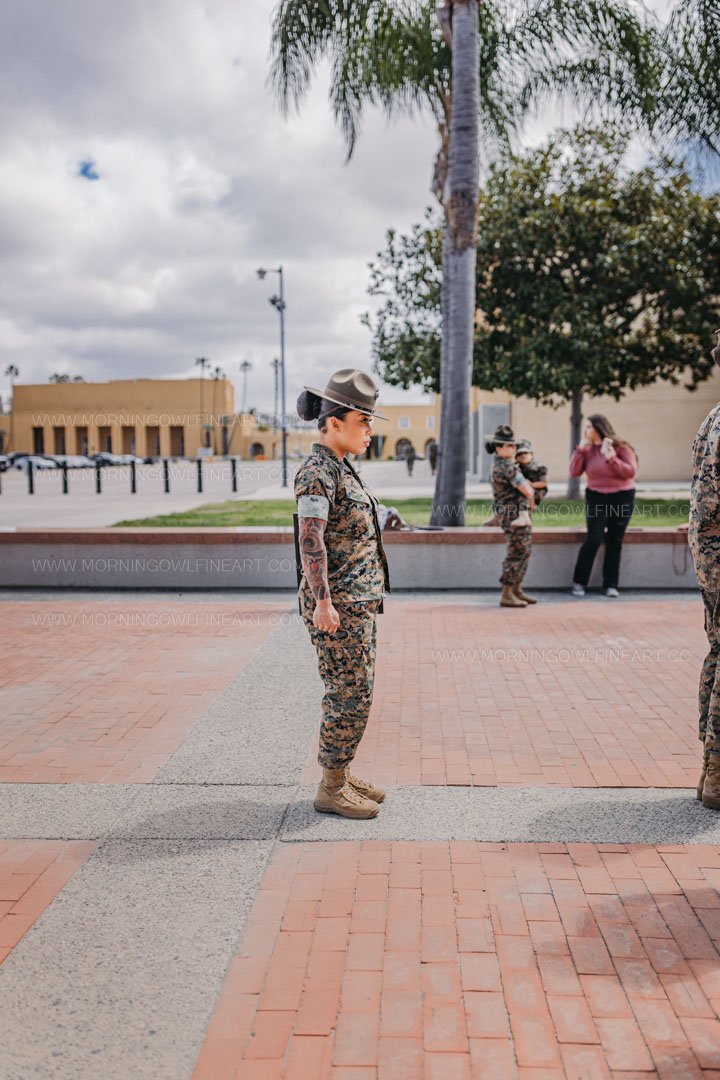  Morning Owl Fine Art Photography Female Marine Drill Instructor San Diego MCRD Promotion to SSGT 