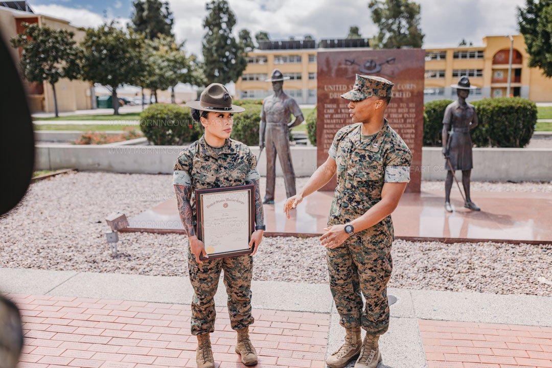  Morning Owl Fine Art Photography Female Marine Drill Instructor San Diego MCRD Promotion to SSGT 