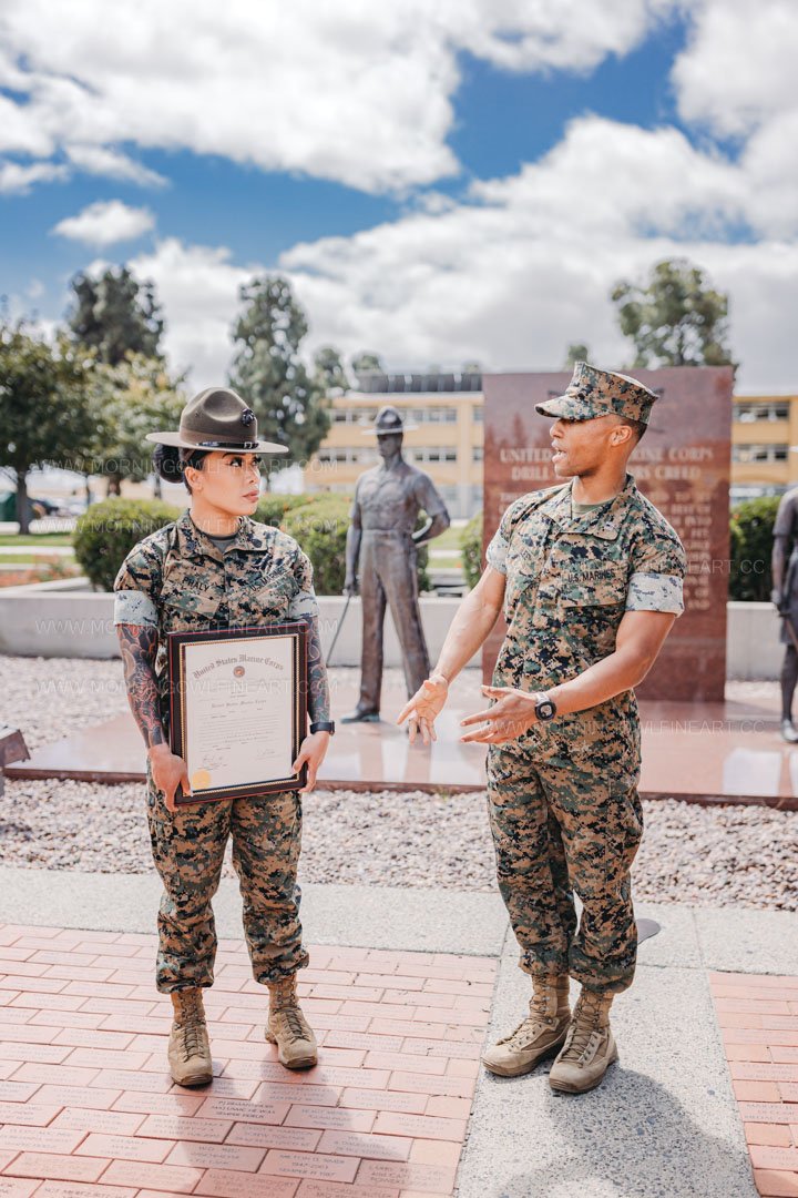  Morning Owl Fine Art Photography Female Marine Drill Instructor San Diego MCRD Promotion to SSGT 