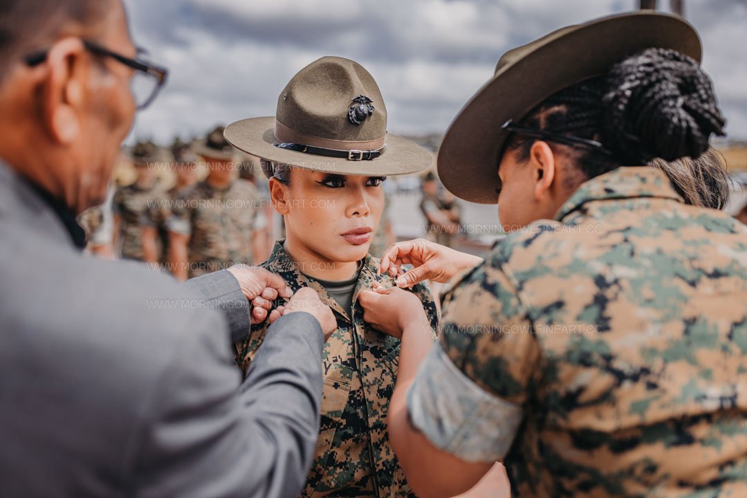  Morning Owl Fine Art Photography Female Marine Drill Instructor San Diego MCRD Promotion to SSGT 