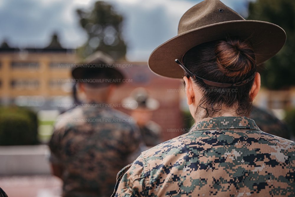  Morning Owl Fine Art Photography Female Marine Drill Instructor San Diego MCRD Promotion to SSGT 