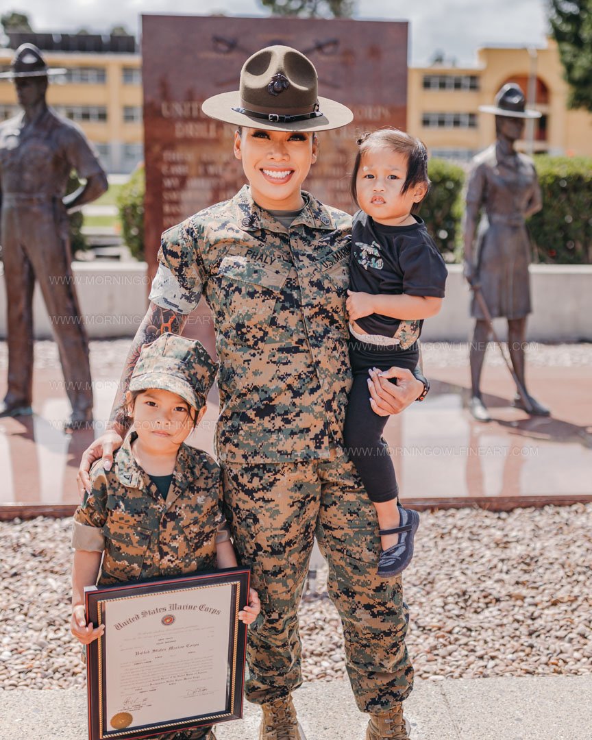  Morning Owl Fine Art Photography Female Marine Drill Instructor San Diego MCRD Promotion to SSGT 