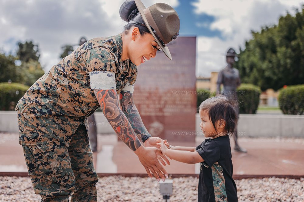  Morning Owl Fine Art Photography Female Marine Drill Instructor San Diego MCRD Promotion to SSGT 