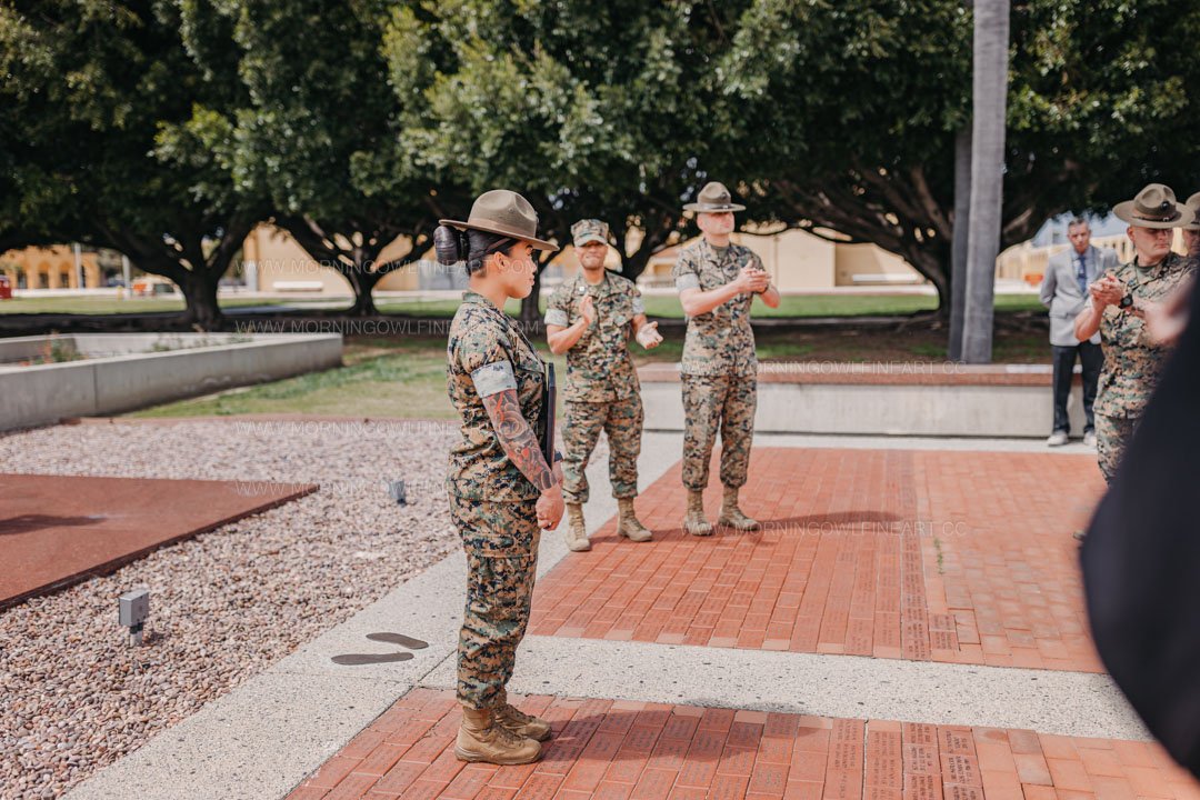  Morning Owl Fine Art Photography Female Marine Drill Instructor San Diego MCRD Promotion to SSGT 