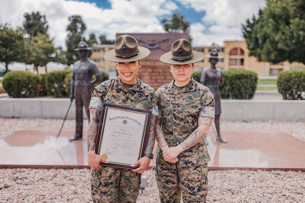  Morning Owl Fine Art Photography Female Marine Drill Instructor San Diego MCRD Promotion to SSGT 