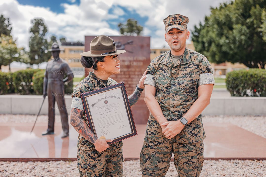  Morning Owl Fine Art Photography Female Marine Drill Instructor San Diego MCRD Promotion to SSGT 