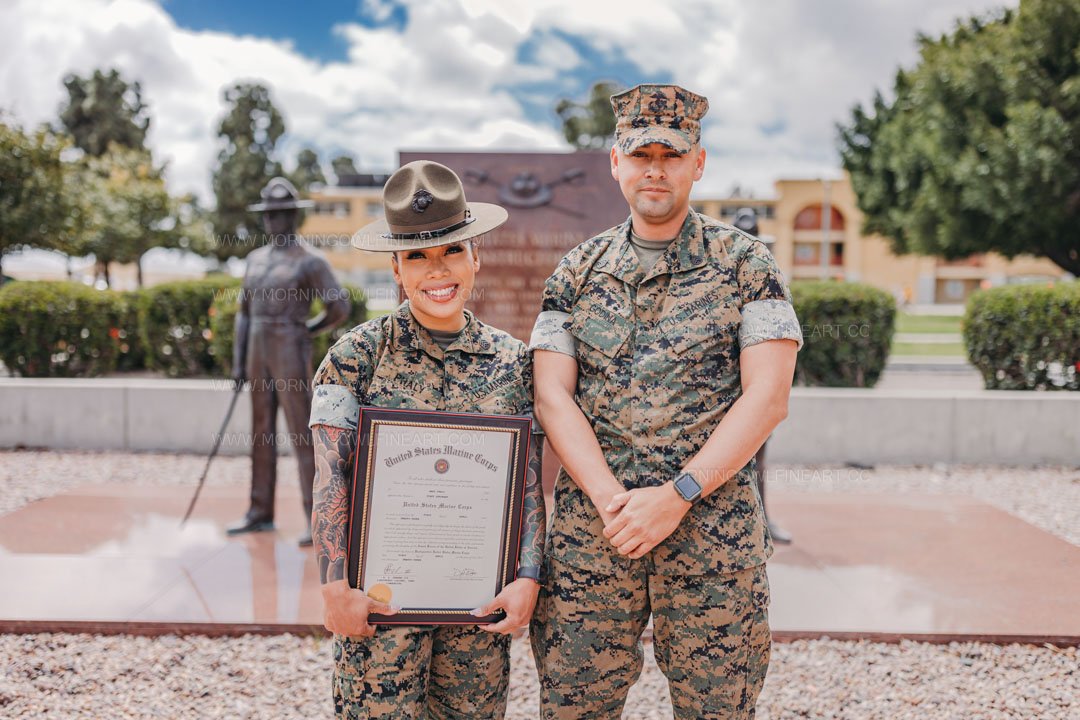  Morning Owl Fine Art Photography Female Marine Drill Instructor San Diego MCRD Promotion to SSGT 