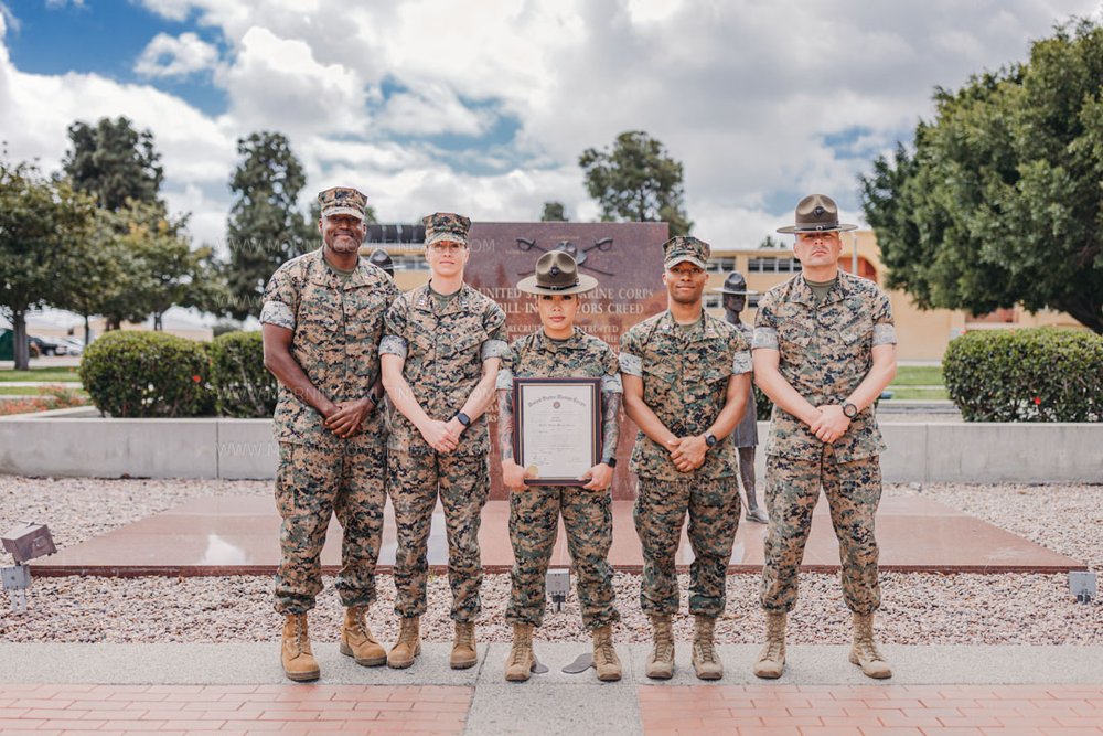  Morning Owl Fine Art Photography Female Marine Drill Instructor San Diego MCRD Promotion to SSGT 
