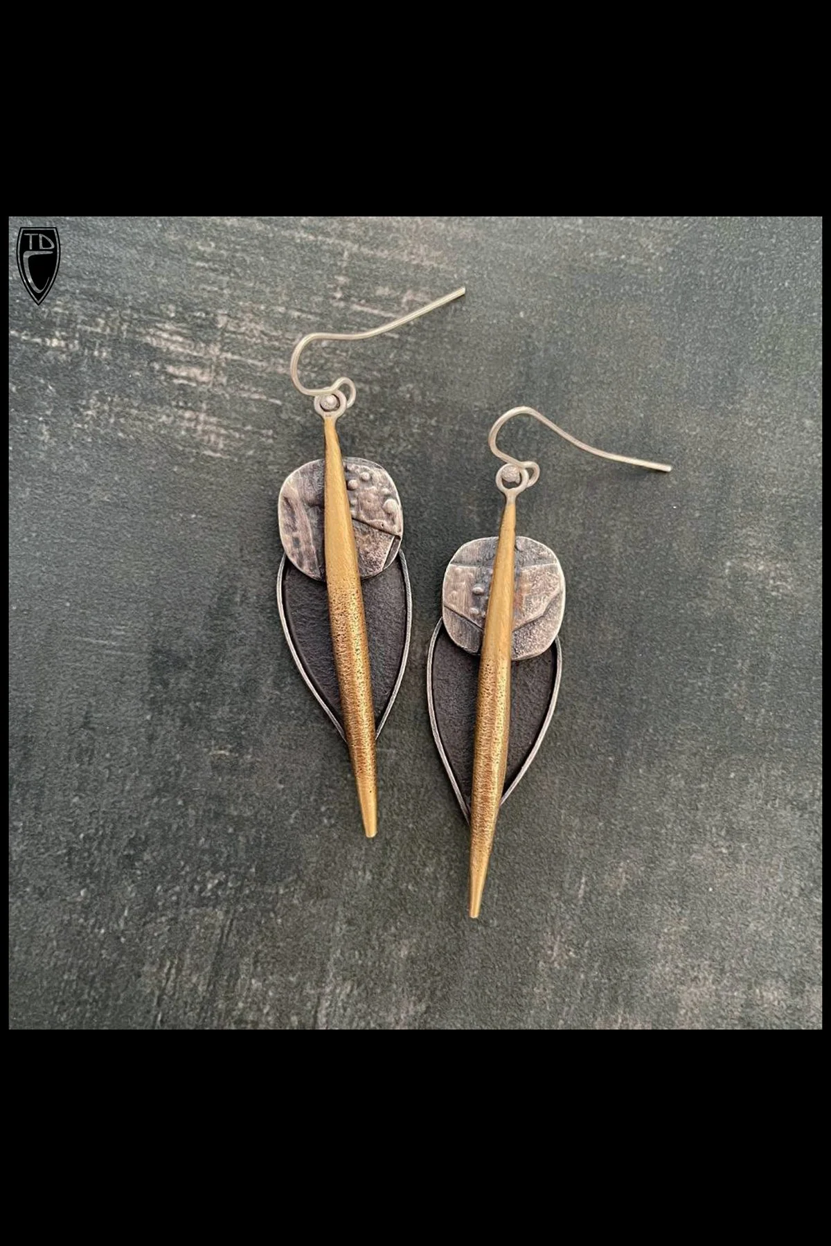 Textural Sterling Silver and Hollow Formed Brass Earrings