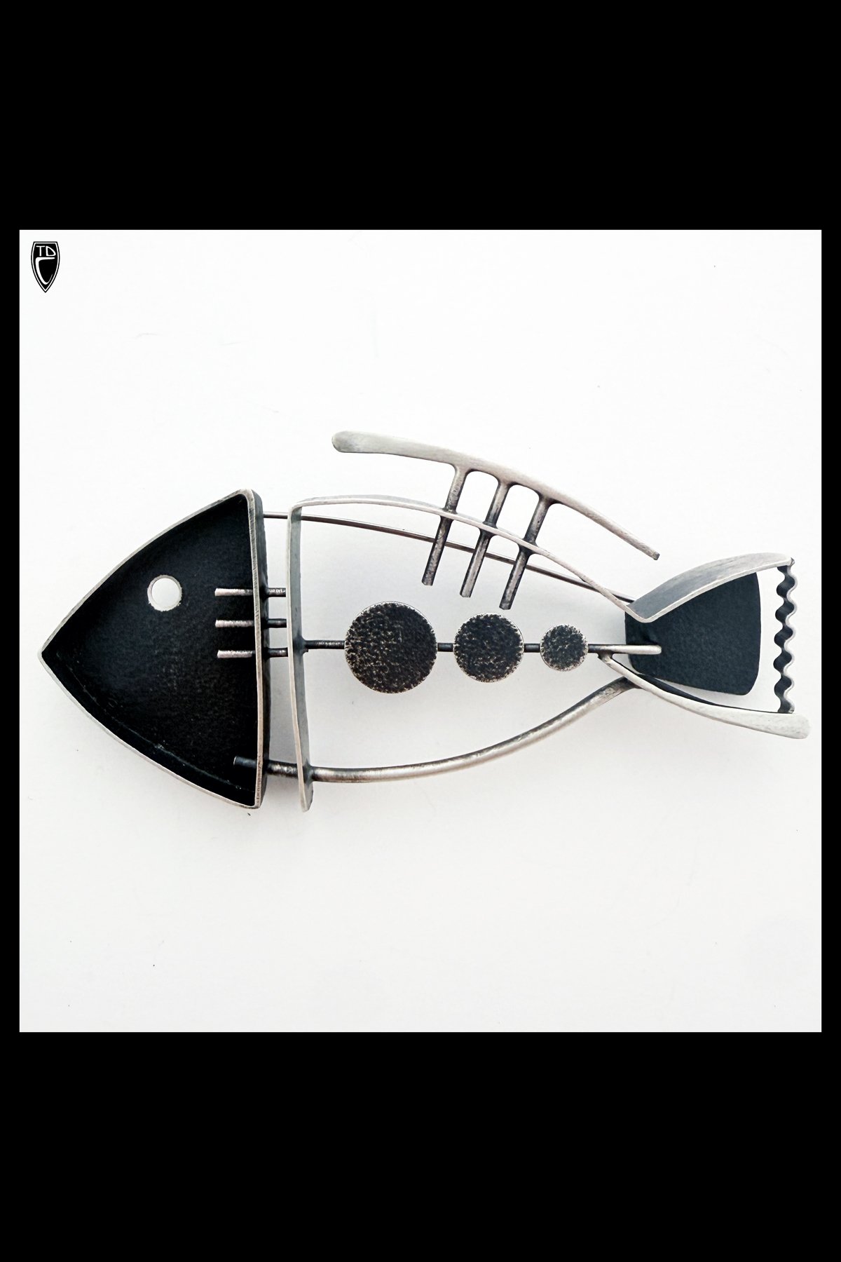 "Modernist Fish", Fabricated Sterling Silver Brooch/Pendant