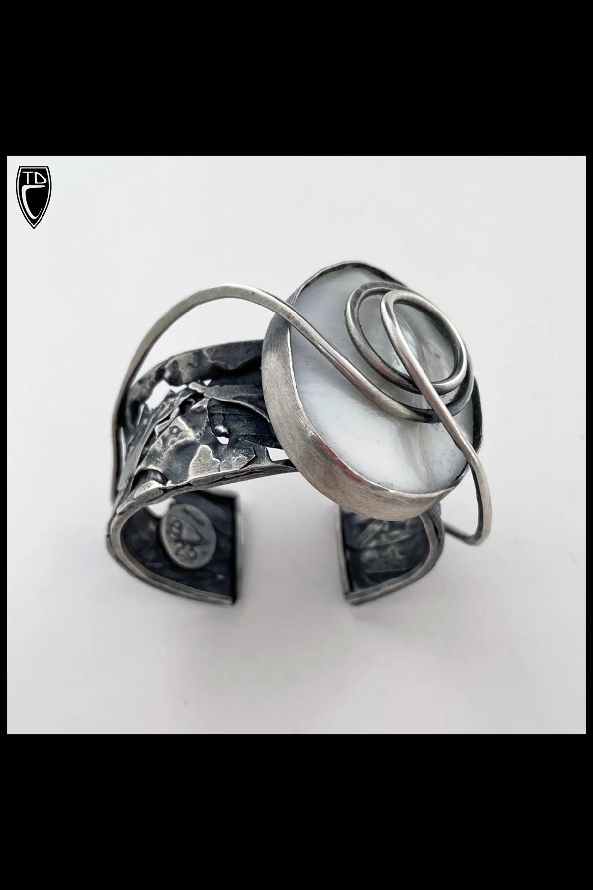 RESERVED FOR CW, Fused and Reticulated Highly Textural Sterling Silver and Blister Pearl Cuff