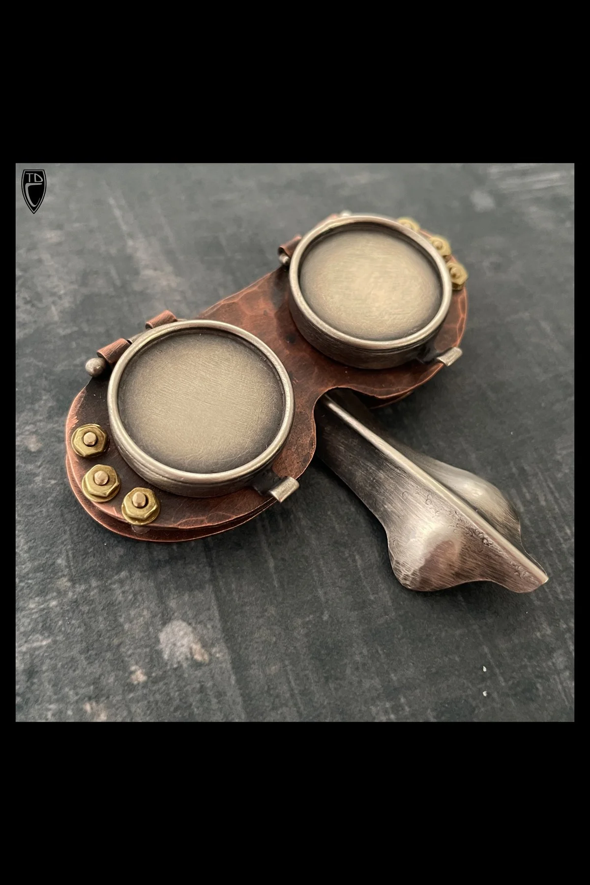"The Language of Eyes", Sterling Silver, Copper and Brass Brooch