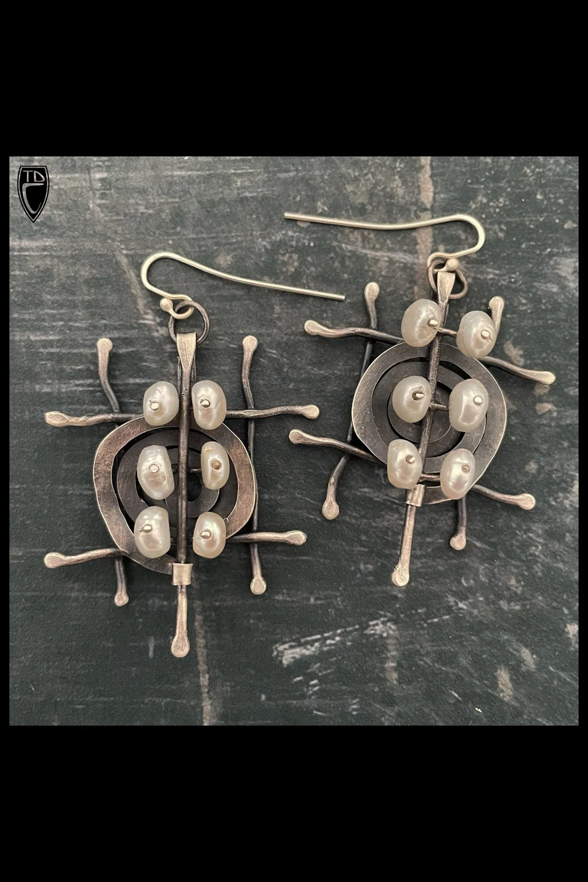 Sterling Silver and Pearl Spiral Earrings