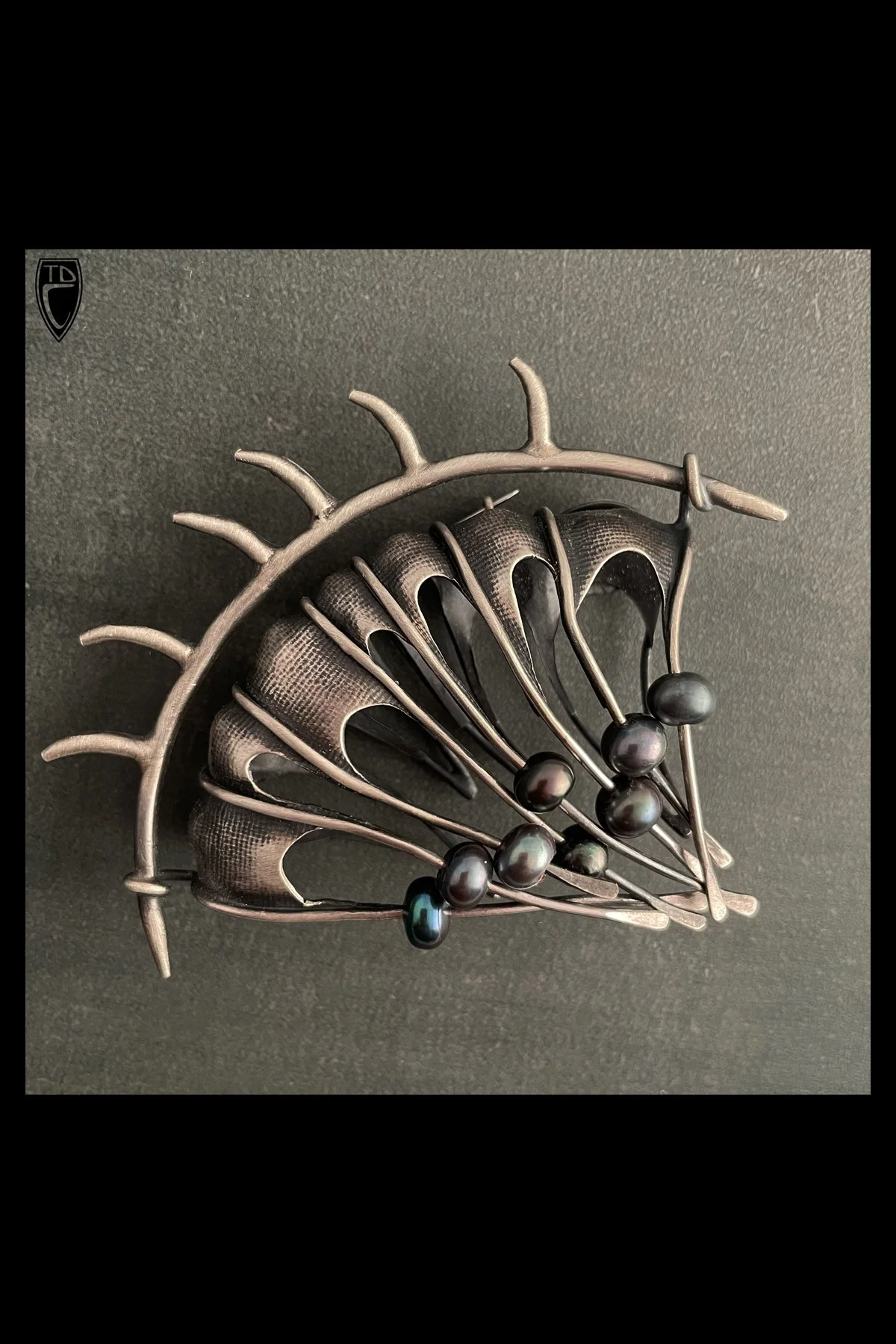 "Vulnerability", Sterling Silver, Pearl and Steel Brooch/Pendant