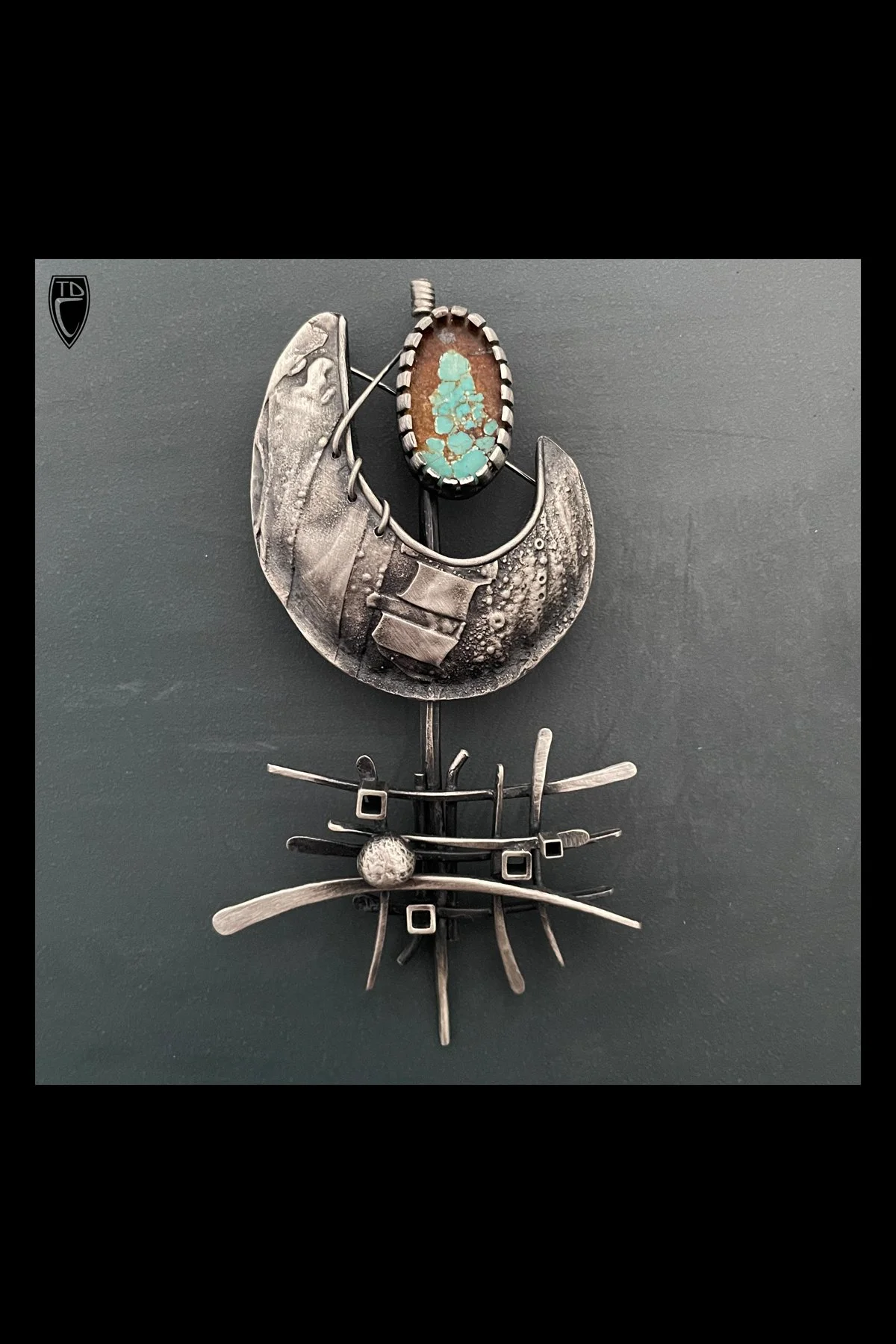 "Anchors Aweigh", Sterling Silver and Turquoise Brooch/Pendant