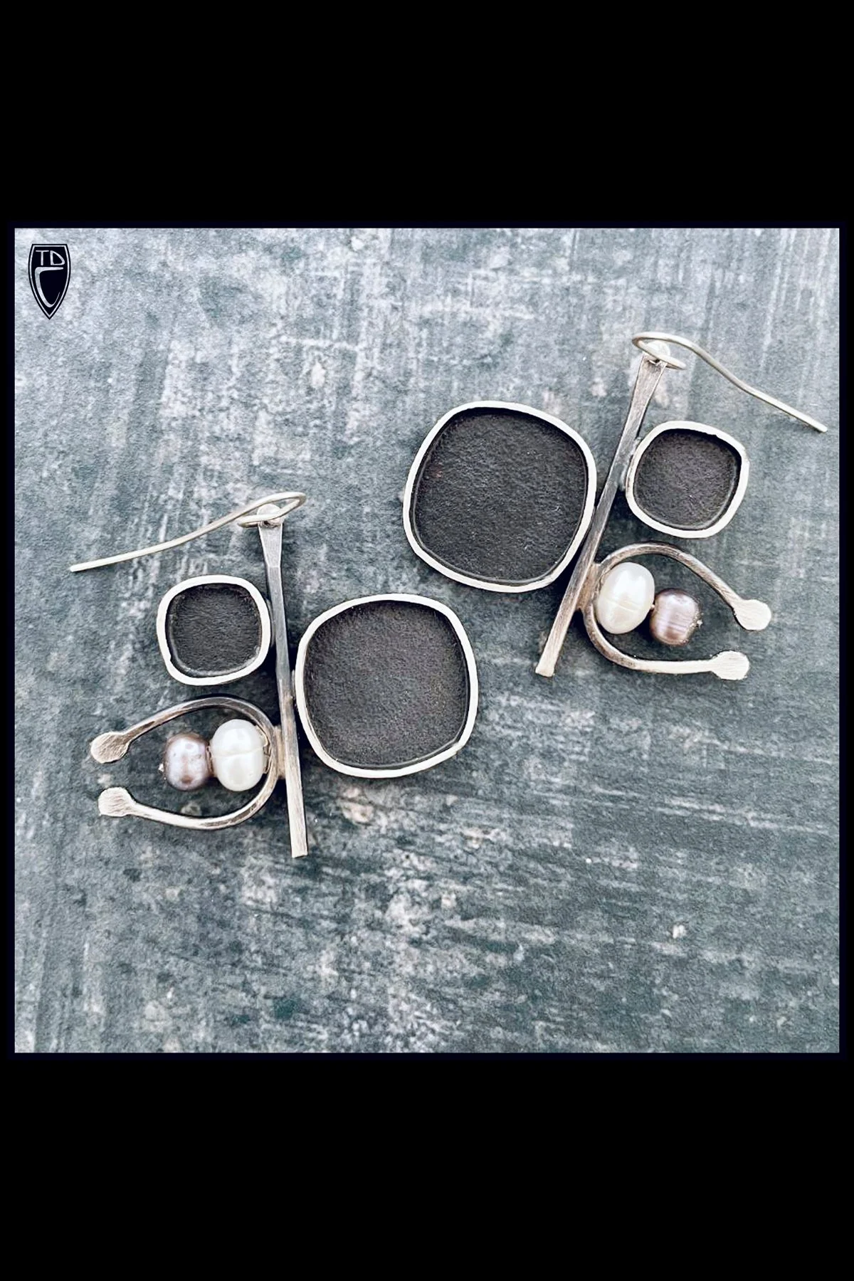 Sterling Silver and Double Pearl Earrings