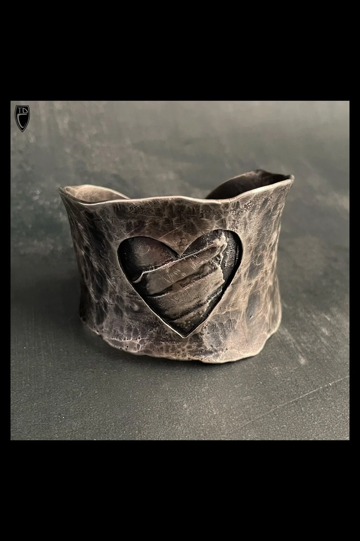 "Unearthed":, Live Edge, Anticlastic Formed Sterling Silver Heart Cuff
