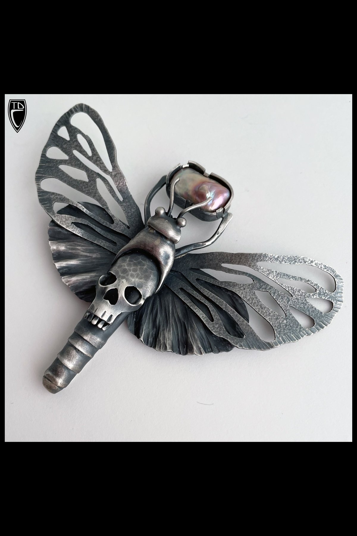 First piece of 2025! Sterling Silver and Pearl Death's-Head Hawk Moth Brooch/Pendant