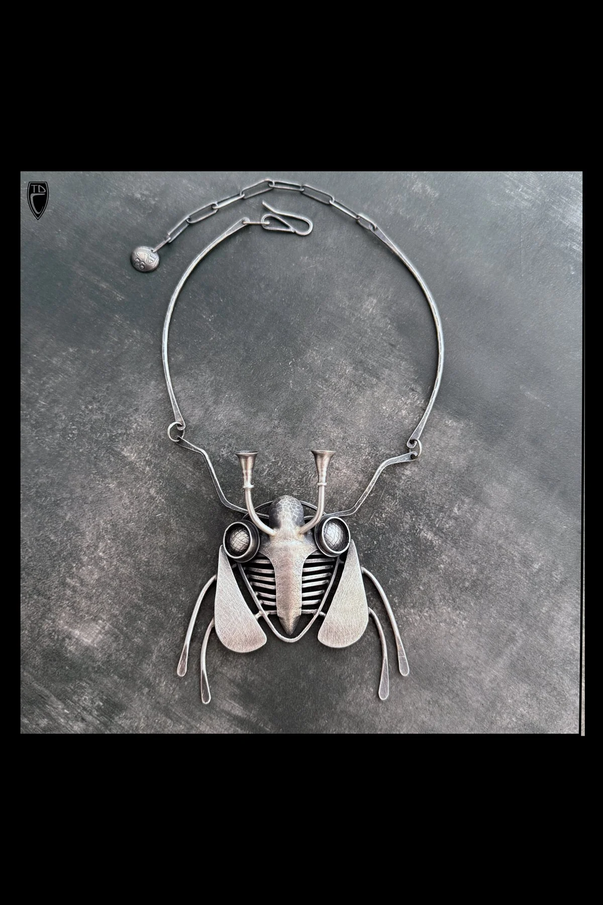"Toot my own Horn", Sterling Silver, Car Inspired Bug Neckpiece