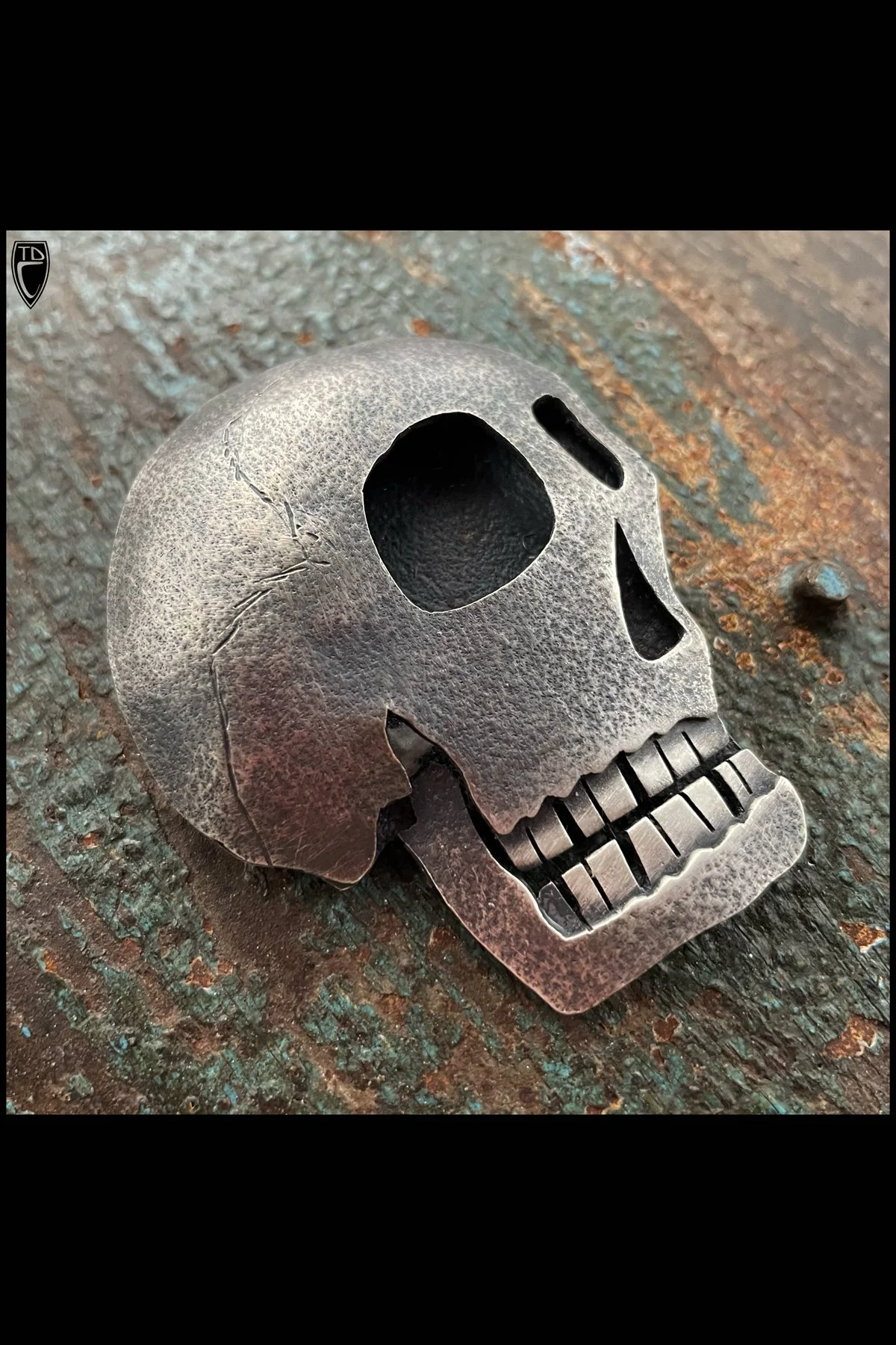 "Floor Skull", Sterling Silver Skull Form Brooch