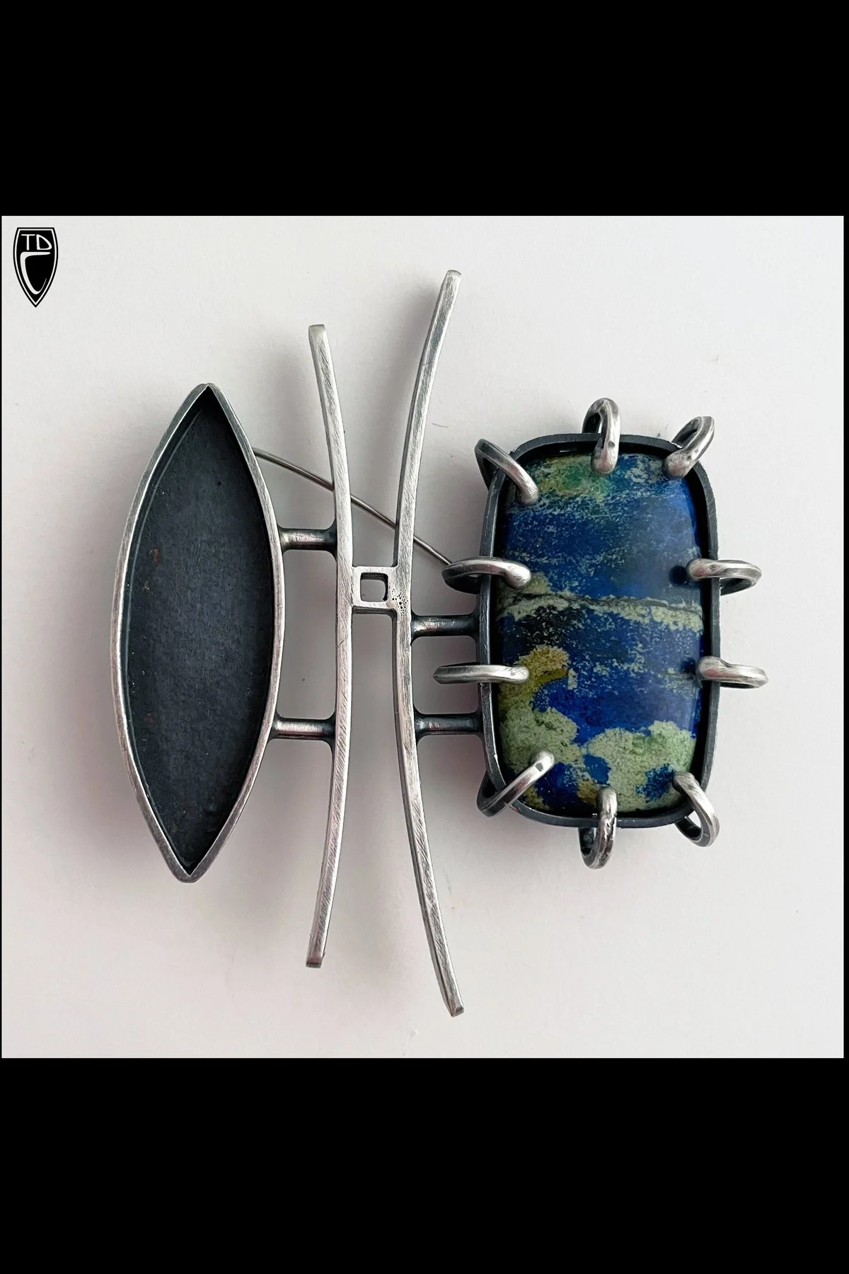 Sterling Silver and Congo Azurite Brooch/Pendant