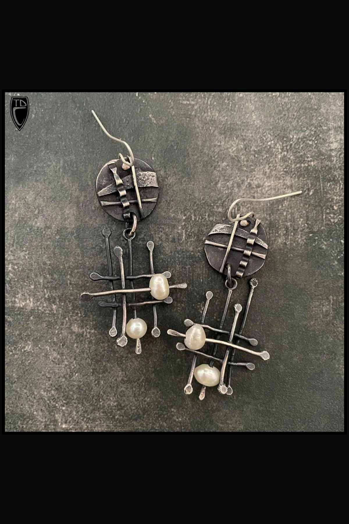 Sterling Silver, and Freshwater Pearl Kinetic Earrings