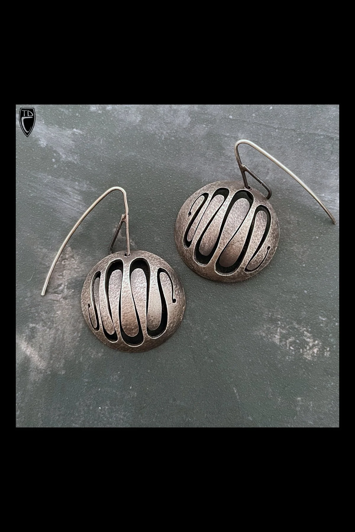 "Squiggle Orbs", Hand Fabricated Sterling Silver Kinetic Earrings