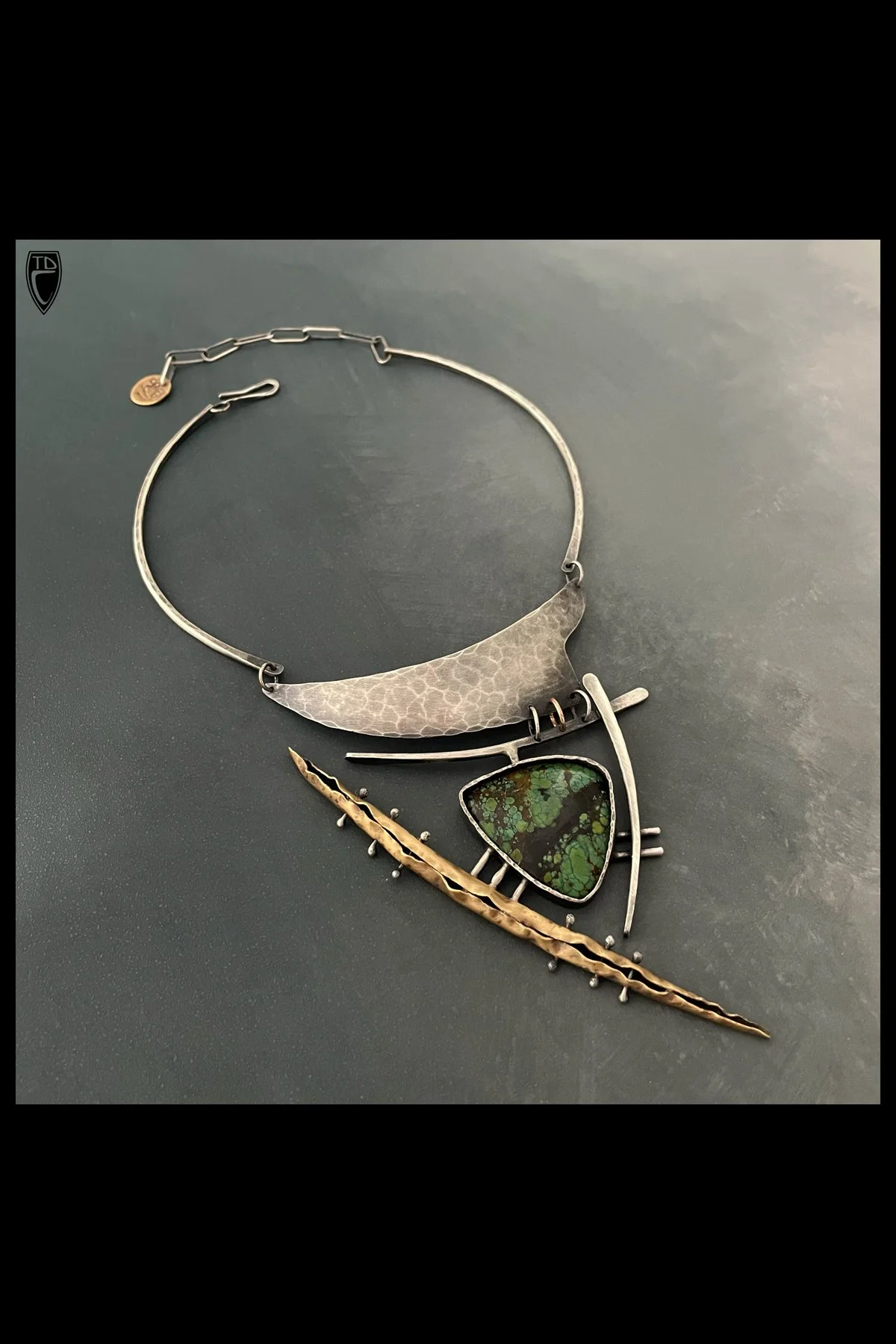 "Equilibrium", Sterling Silver, Brass, Turquoise Neck Piece