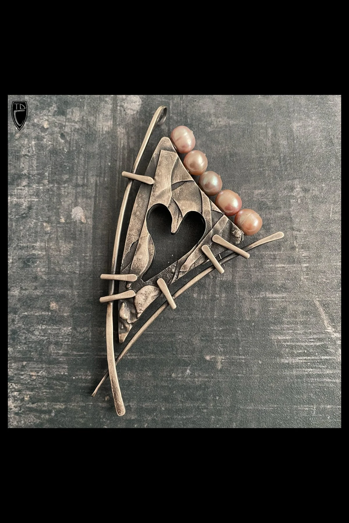 "Fair Winds and Following Seas", Fused Reticulated and forged Sterling Silver, Pearl and Steel Brooch/Pendant