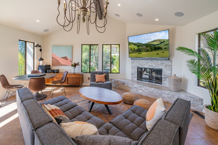 Family room at 1910 Barker Pass Road, Santa Barbara