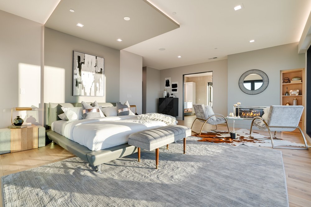 Bedroom at Blackberry Hill Road, Los Gatos after staging by Encore