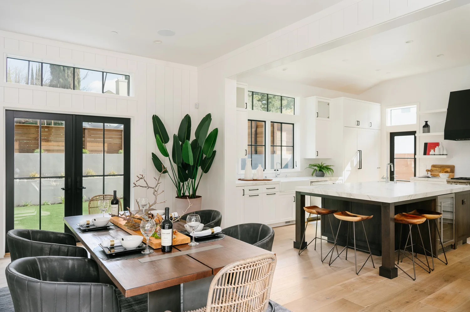 Kitchen and dining area at Cypress Court, Los Altos Hills