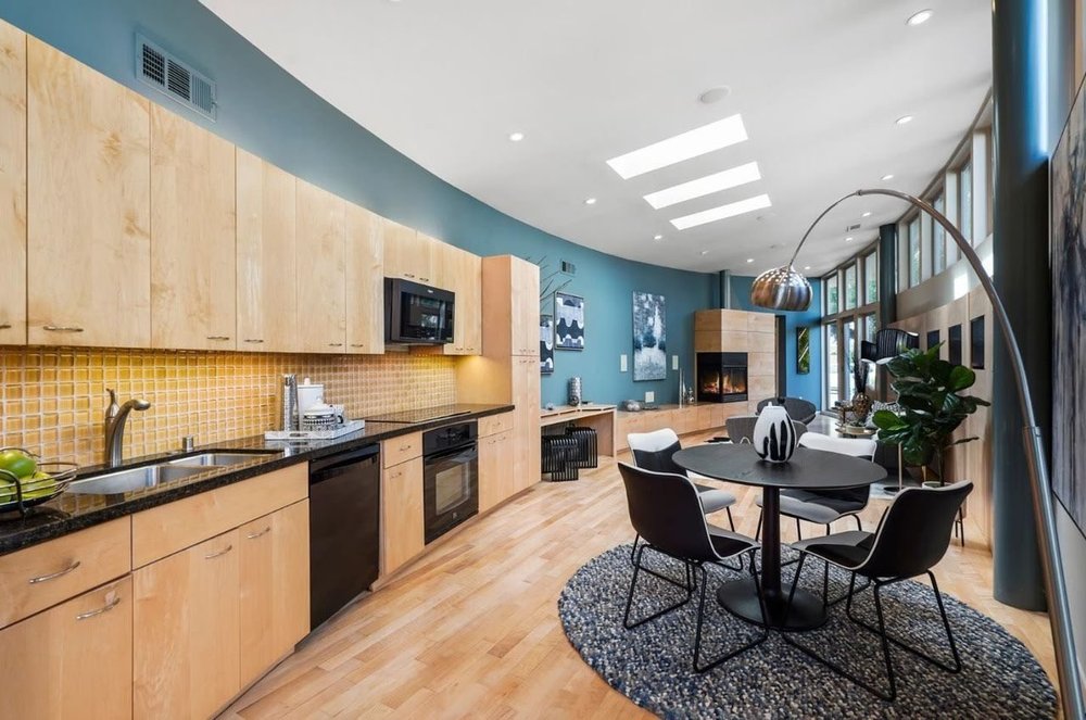 Kitchen and dining area at 475 Fernando Avenue, Palo Alto after staging by Encore