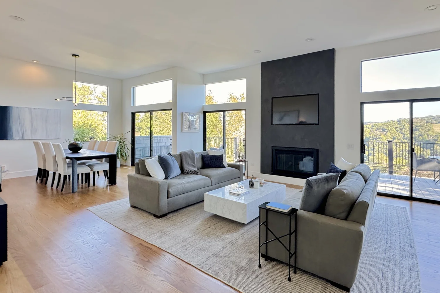 Living room at Franciscan Ridge, Portola Valley before staging
