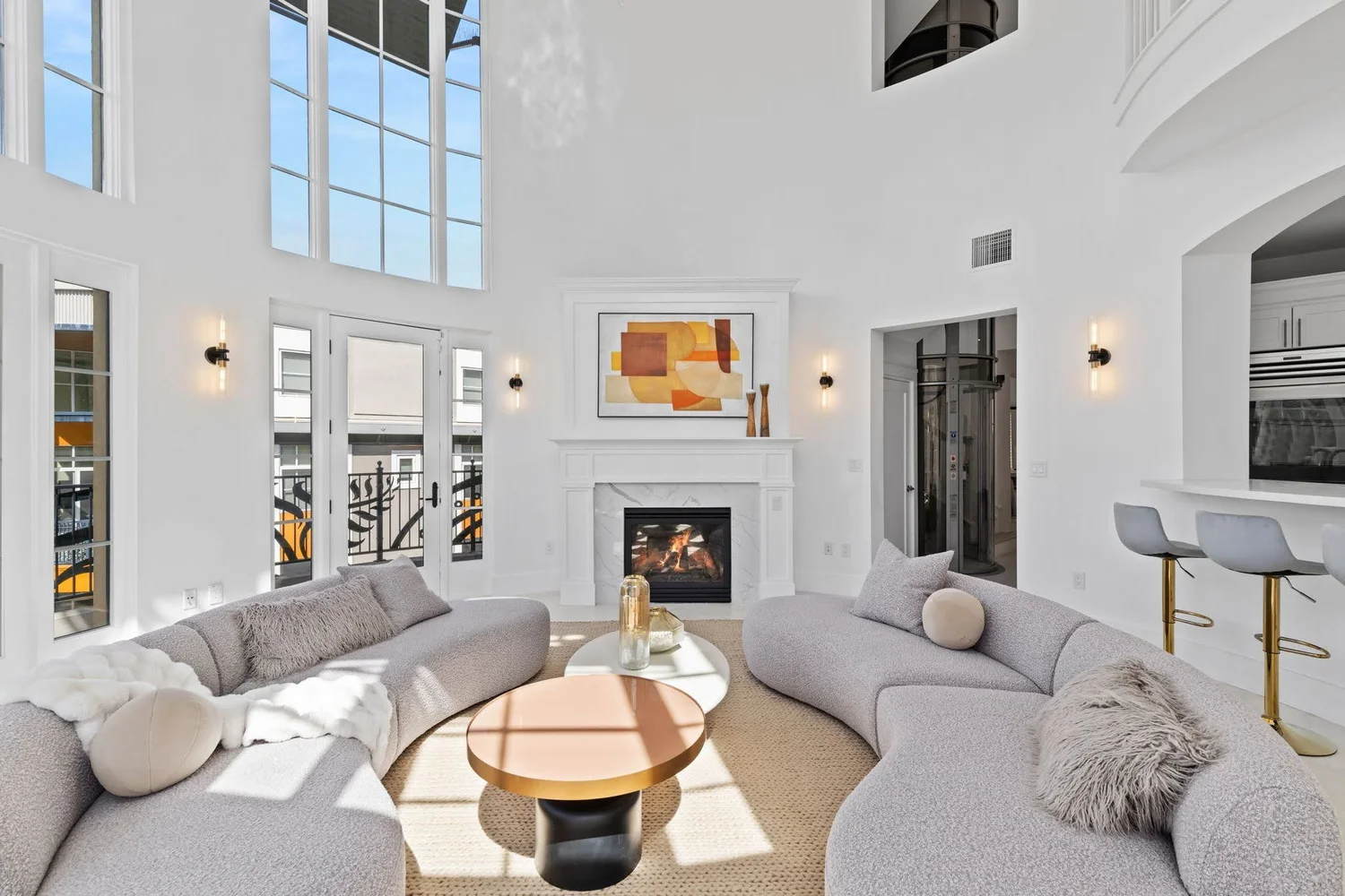 Staged penthouse living room at Santana Row in San Jose