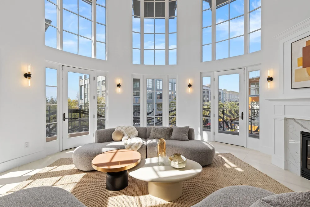 Great room at Santana Row, San Jose after staging by Encore