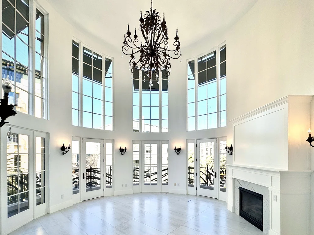 Great room at Santana Row, San Jose before staging