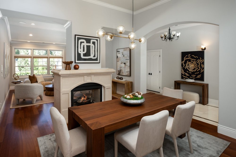 Dining room at Benvenue Avenue, Los Altos after staging by Encore