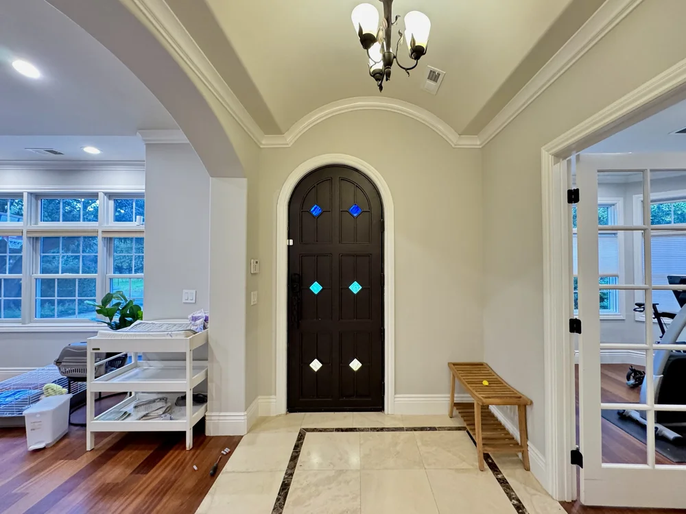 Entry hall at Benvenue Avenue, Los Altos before staging