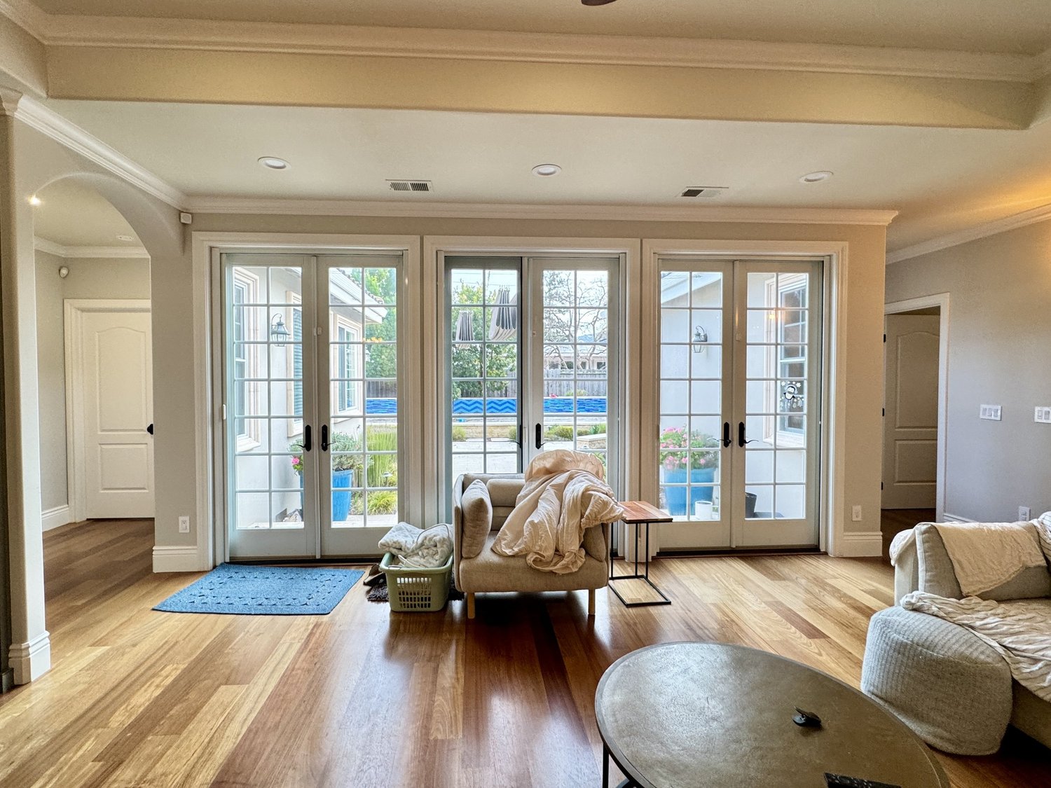 Family room at Benvenue Avenue, Los Altos before staging