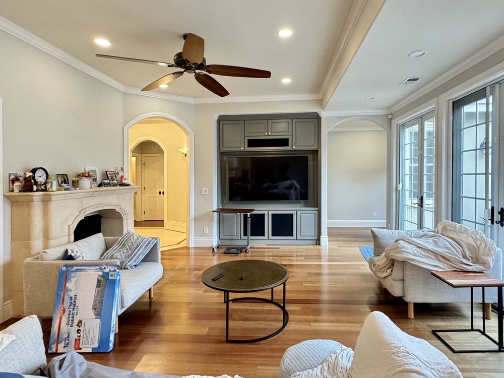 Living room at Benvenue Avenue, Los Altos before staging
